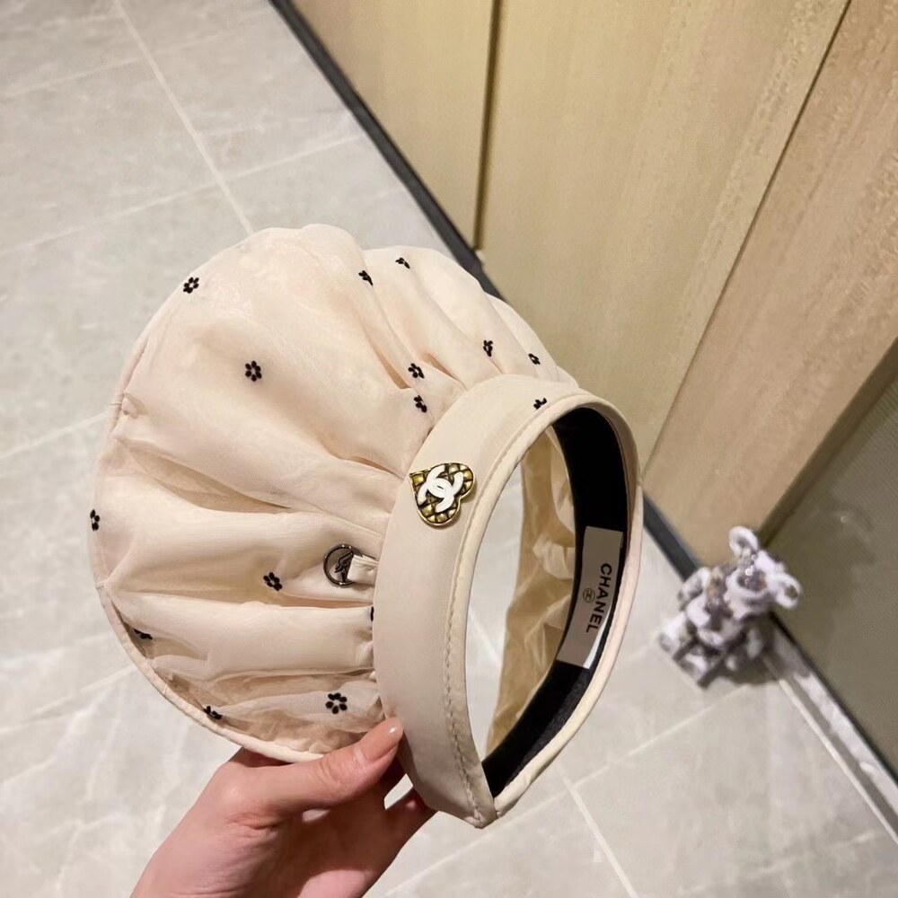 Chanel Tulle Bow Sun Visor in Beige - Picture 4 of 8